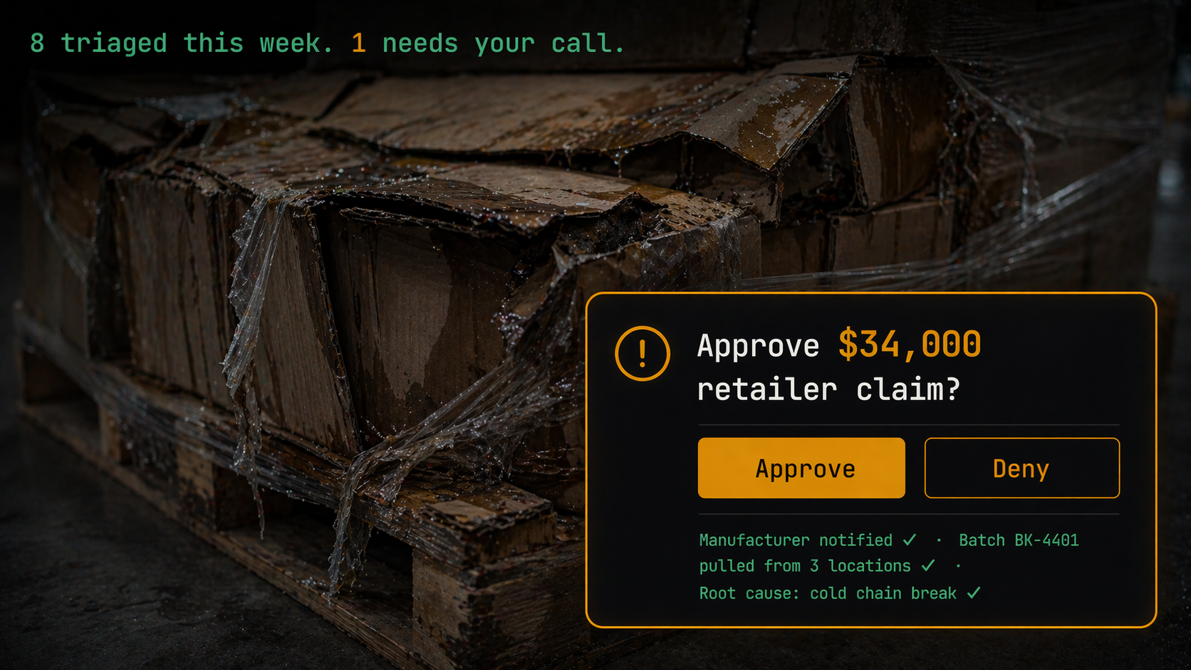Complaint triage - Damaged shipment with claim decision needed