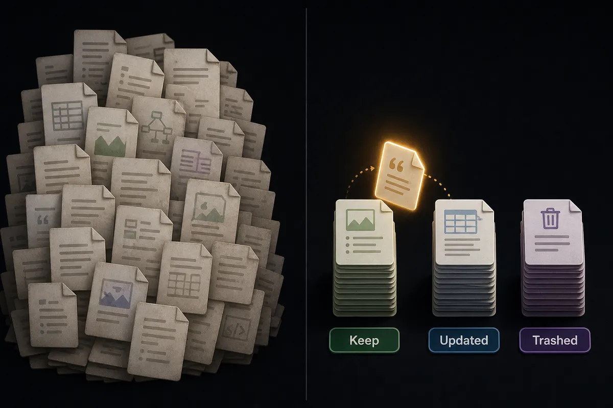 A split-screen composition on a dark background