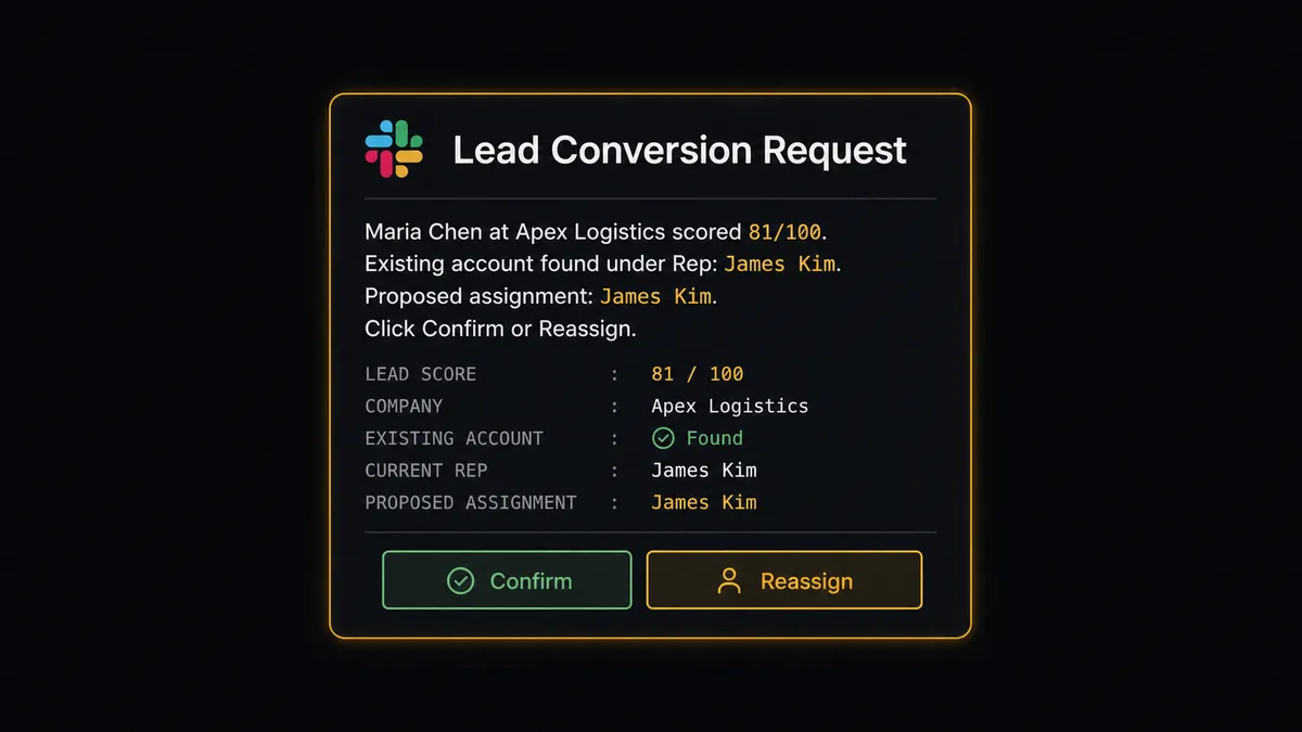 A dark Slack notification card