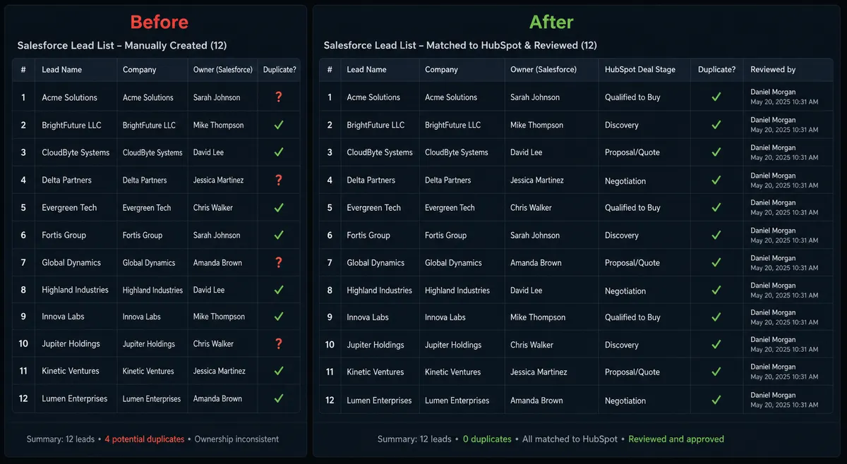 A split-panel dark UI composition