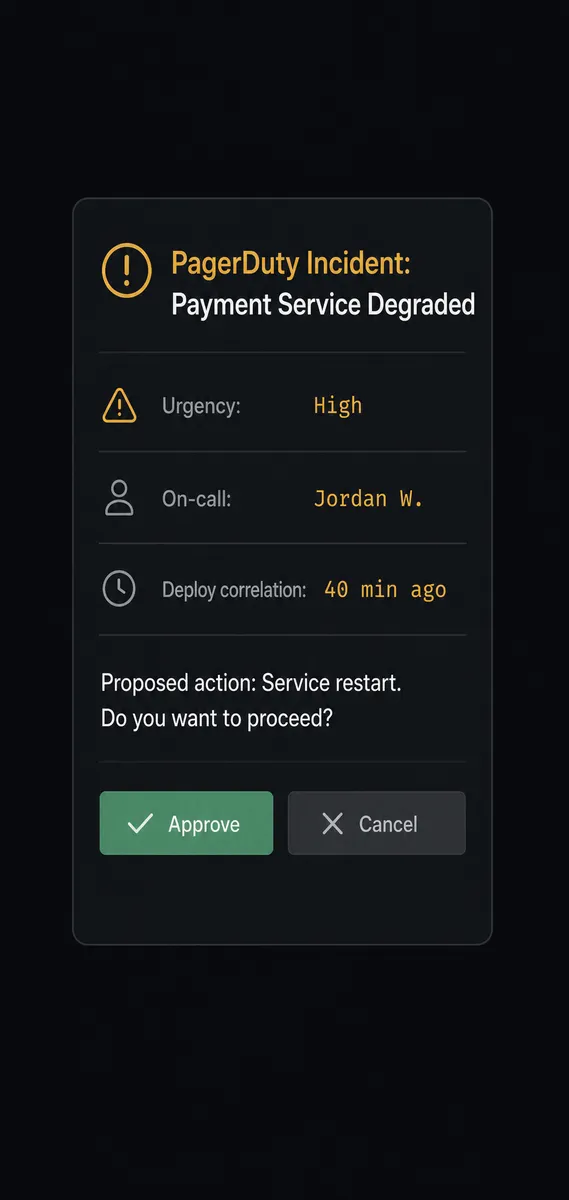 A dark Slack message card in a narrow-width view representing a mobile screen