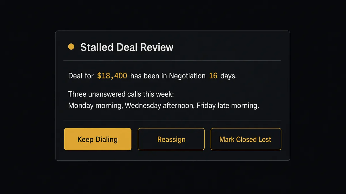 A dark team-chat message card