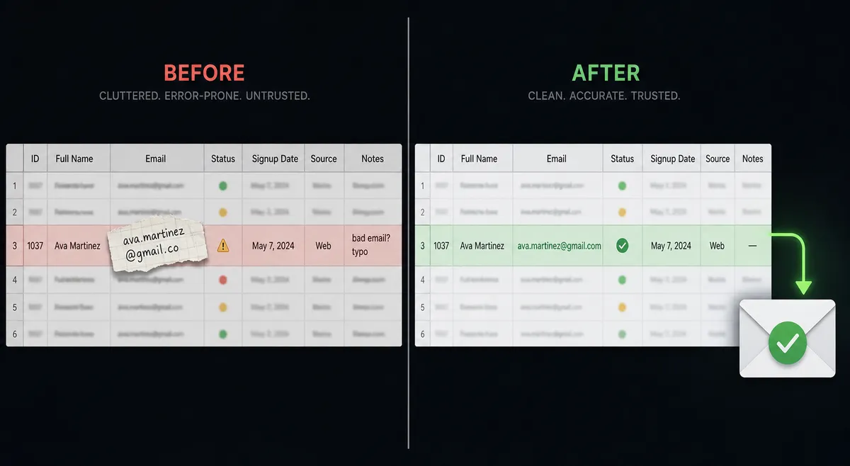A split-screen composition on a dark background