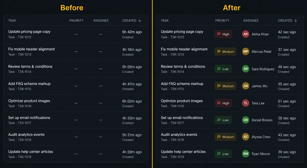 Split-panel dark UI composition
