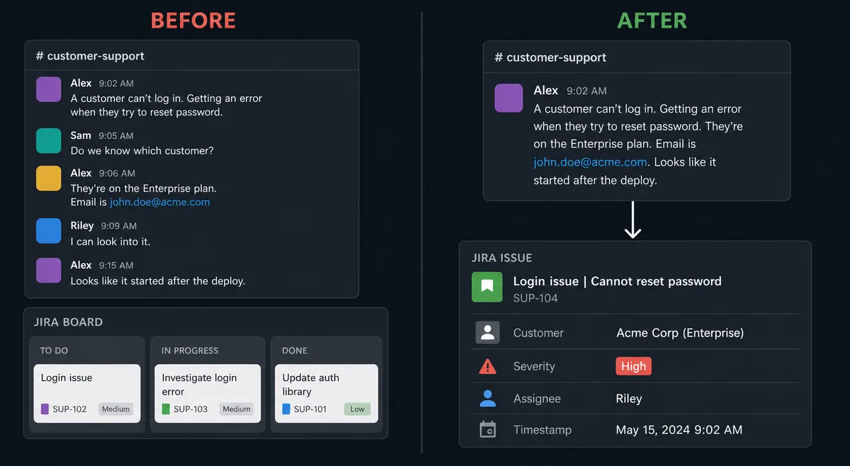 A split-screen comparison with a dark background